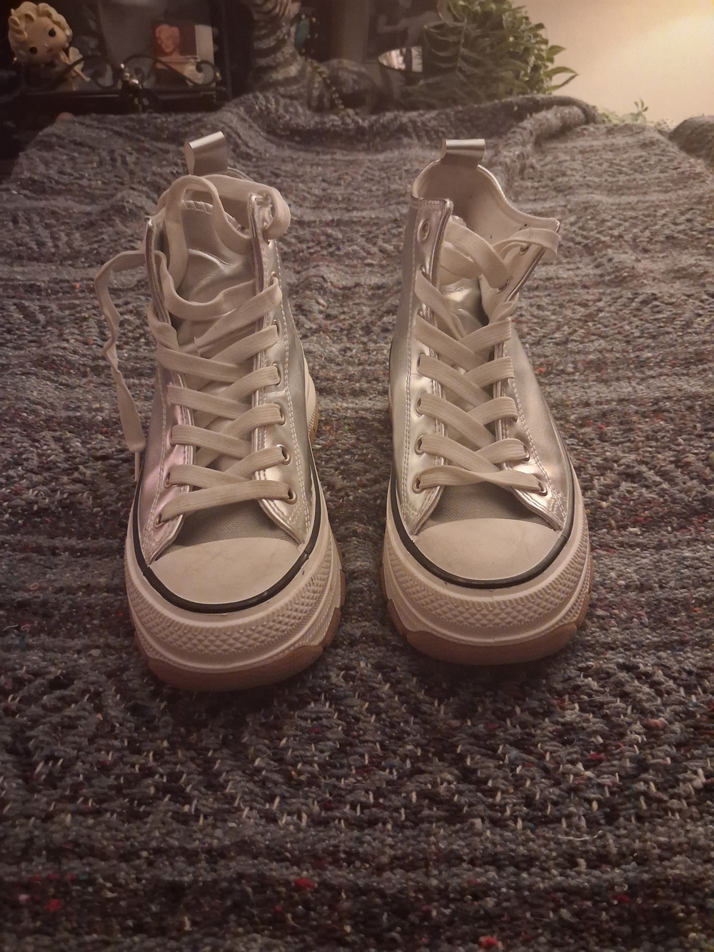 Women’s Metallic Silver High-Top Sneakers